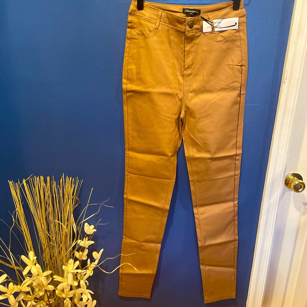 Skinny (stretch) cognac pants